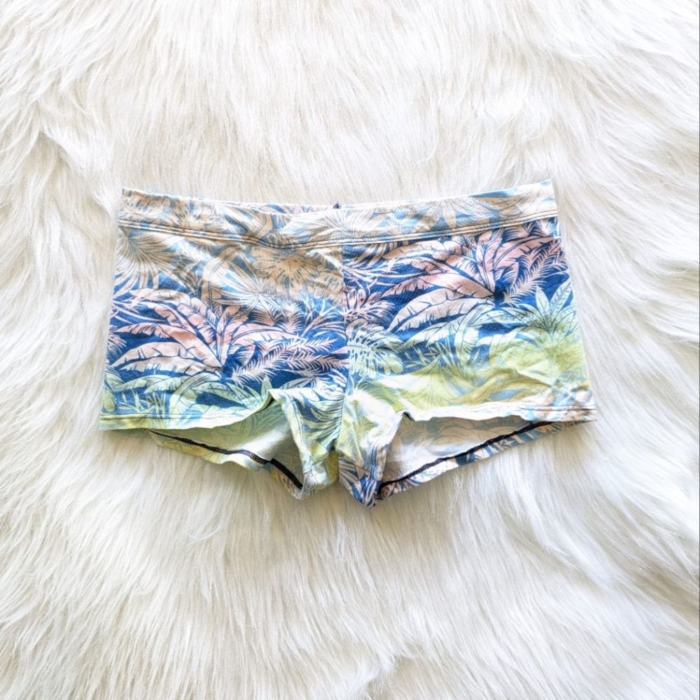 NWT Victoria's secret blue pink and green tropical print shorties panties size L